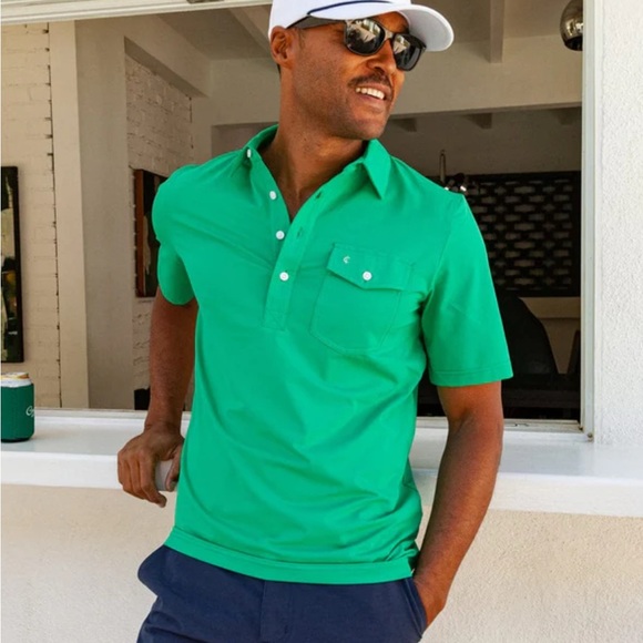 Criquet Other - Men's Criquet Green Shamrock Performance Player’s Polo Shirt - medium